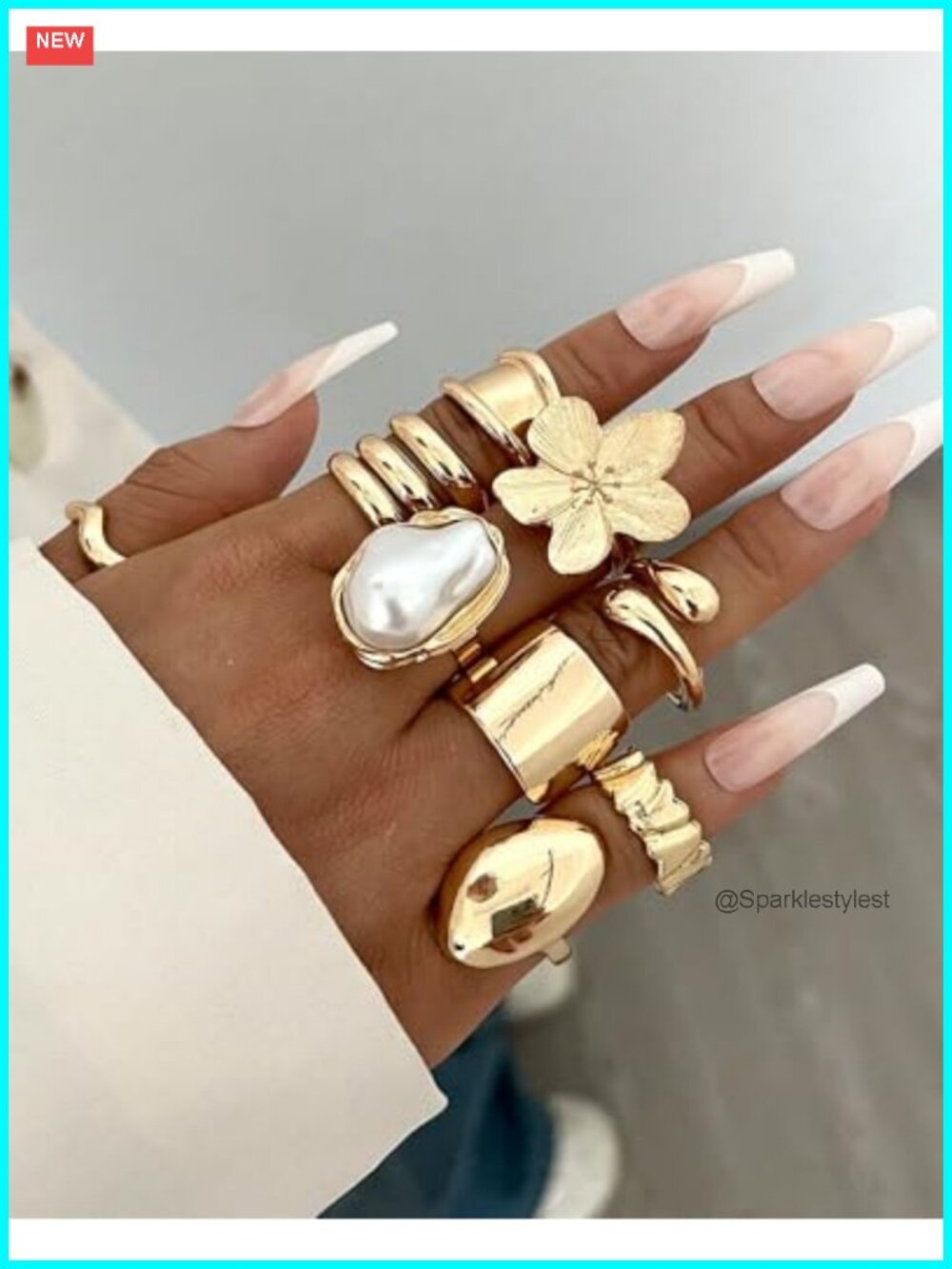 20pc Gold Plated Stacking Rings Set Chunky Boho Statement Rings - Picture 2 of 6